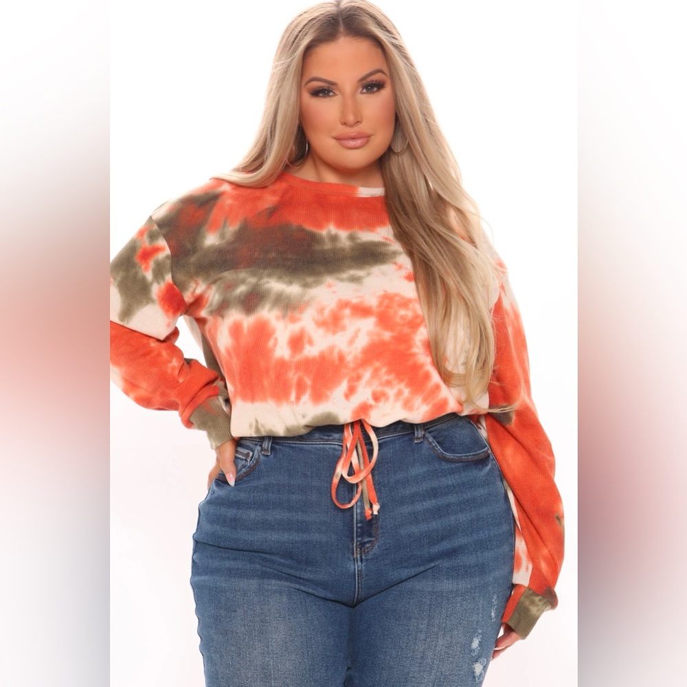 Fashion Nova tie-dye waist tie crop top - XL